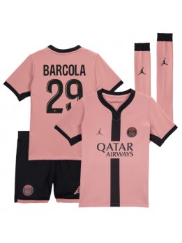 Paris Saint-Germain Bradley Barcola #29 Ausweichtrikot für Kinder 2024-25 Kurzarm (+ Kurze Hosen)